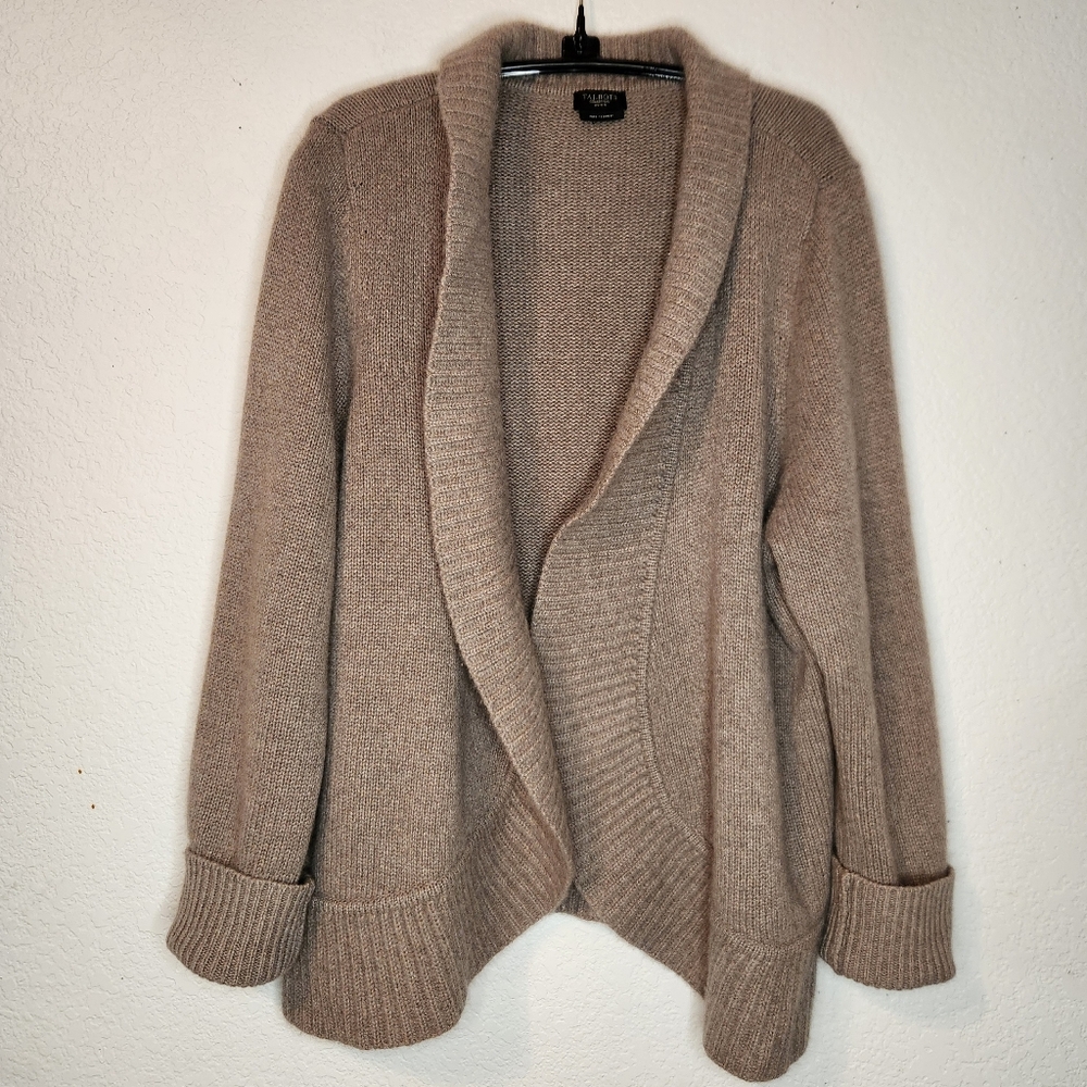 Talbots Women's Open Front 100% Cashmere Cardigan in Soft Tan, Size Missing (L)
